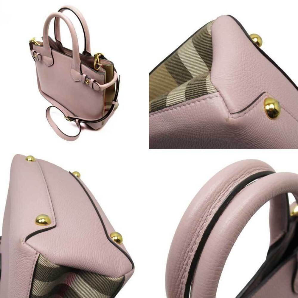 Burberry Handbag Crossbody Shoulder Bag Nova Check Pink Beige Tan Leather - Picture 2 of 3